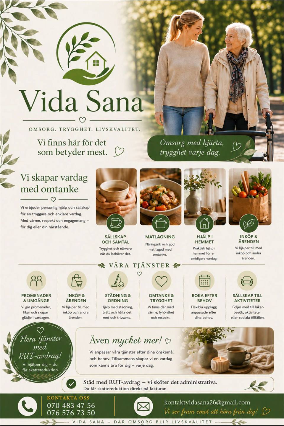 Vida Sana erbjuder personlig hjälp och sällskap för äldre i Stockholm